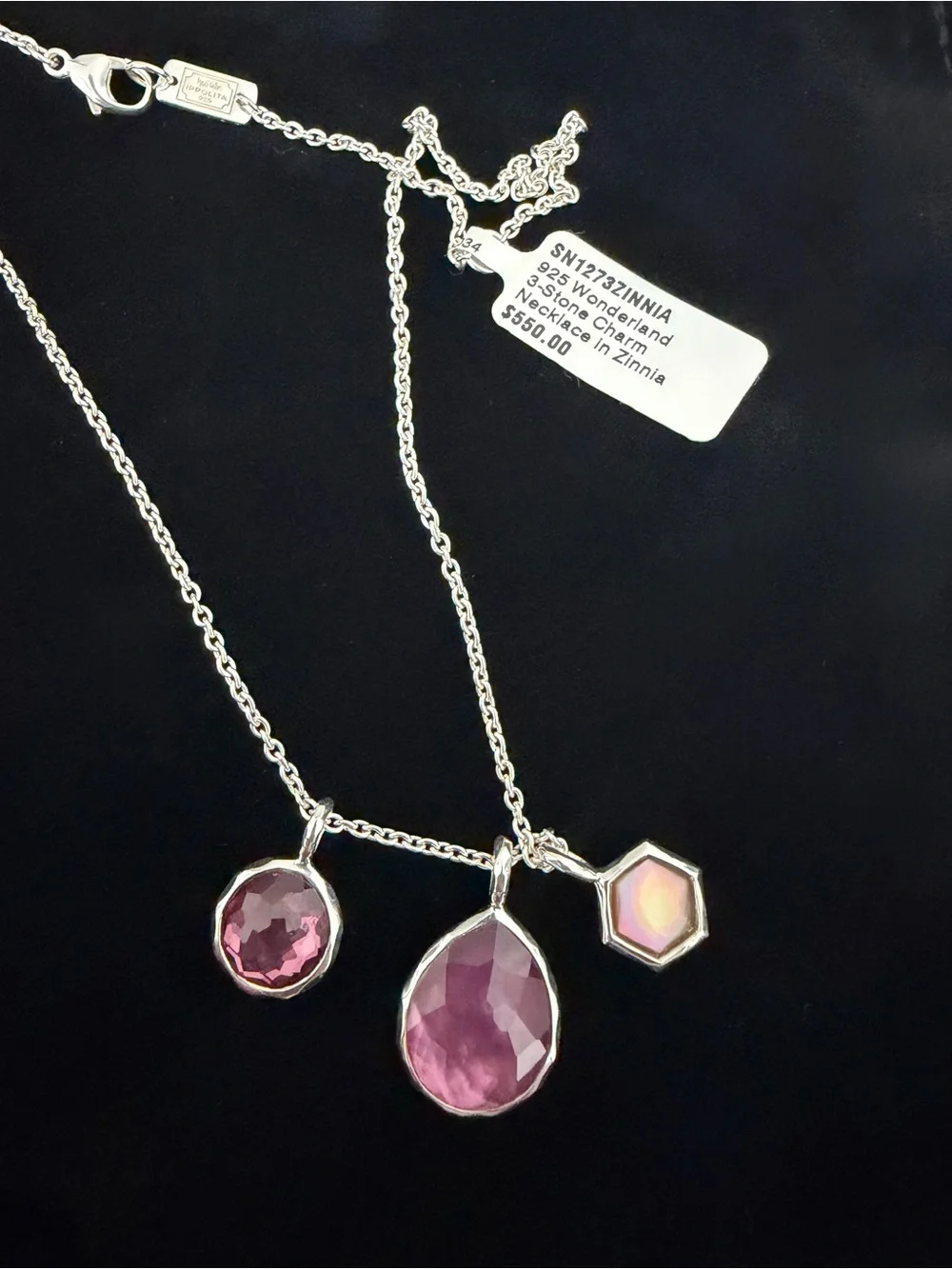 IPPOLITA Sterling Silver Wonderland 3-Stone Charm Necklace NWT Authentic